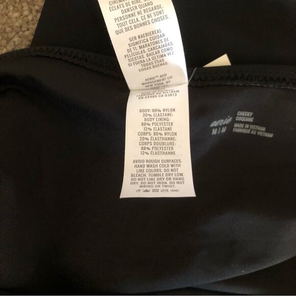 Aerie NWT Stylish Full Coverage Cheeky Bikini Bottom Solid Black Medium - Picture 7 of 12